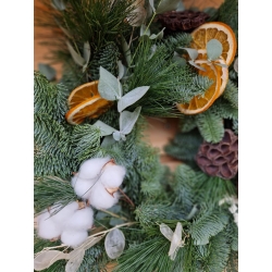 Wianek świąteczny na drzwi Pomarańcze i Iglaki Naturalny Zapach Lasu